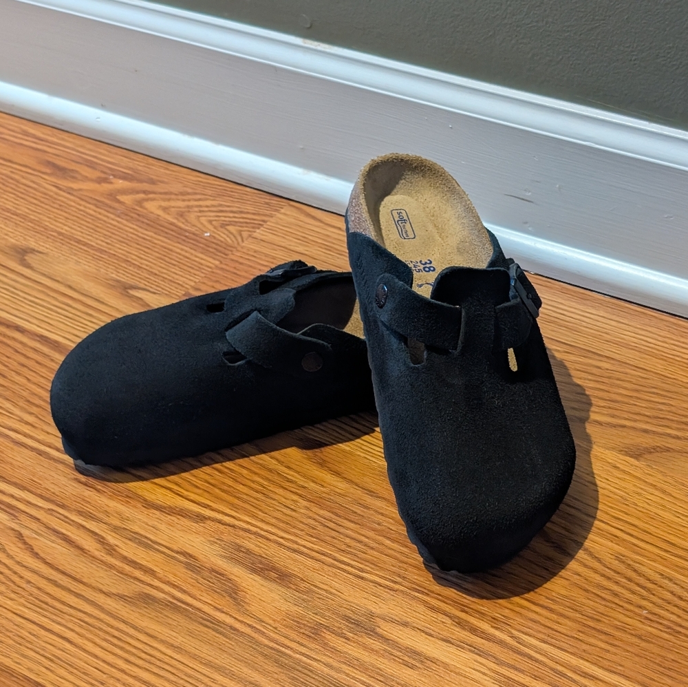 Birkenstock Boston Soft FootbedSuede Leather - Black - Picture 8 of 14
